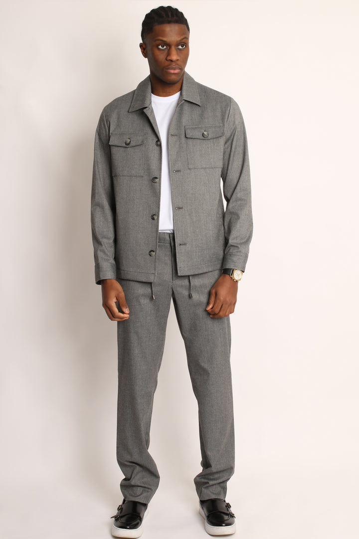 2PC CHISELED GREY SAFARI SUIT