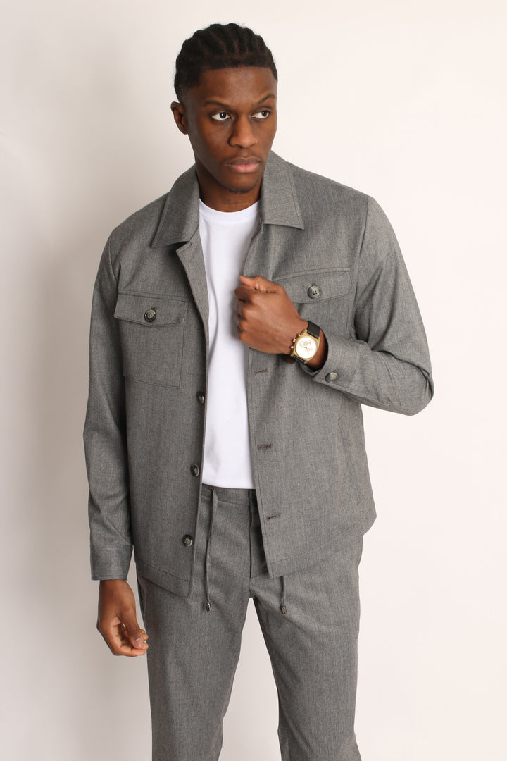 2PC CHISELED GREY SAFARI SUIT