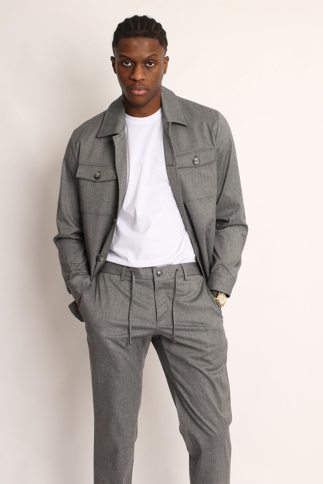 2PC CHISELED GREY SAFARI SUIT