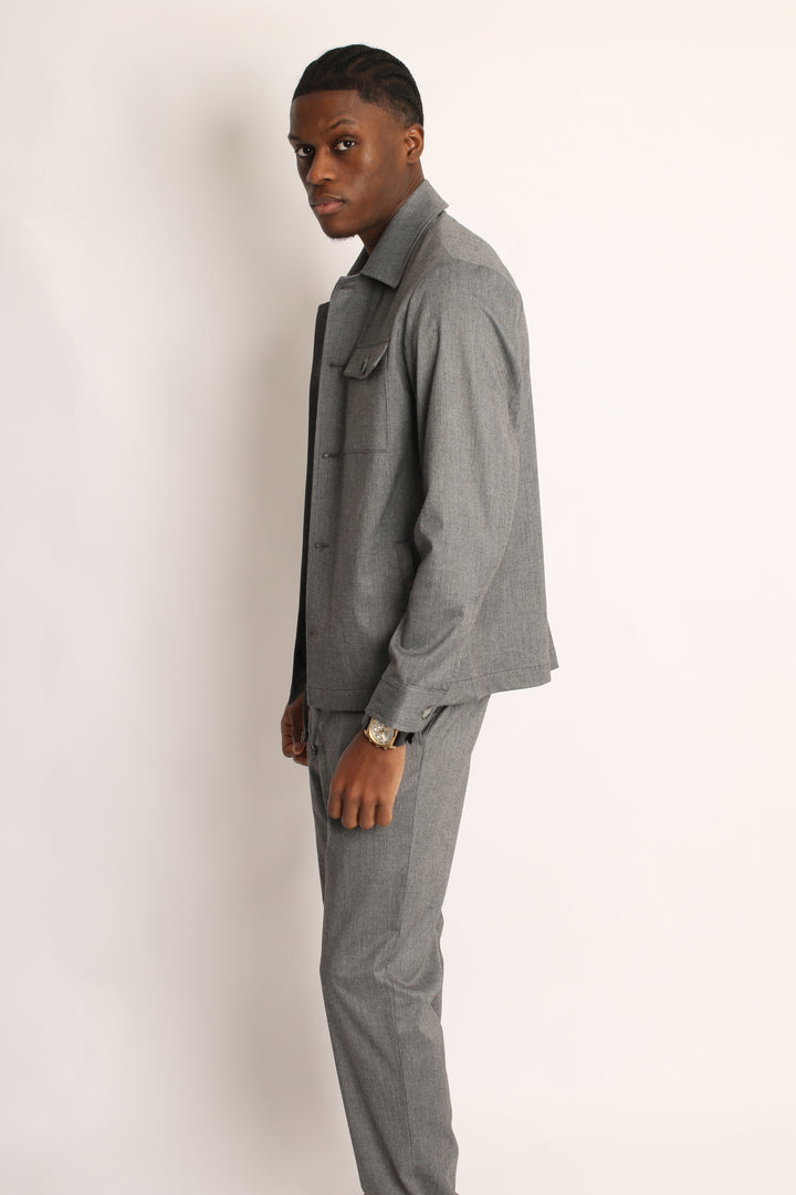 2PC CHISELED GREY SAFARI SUIT