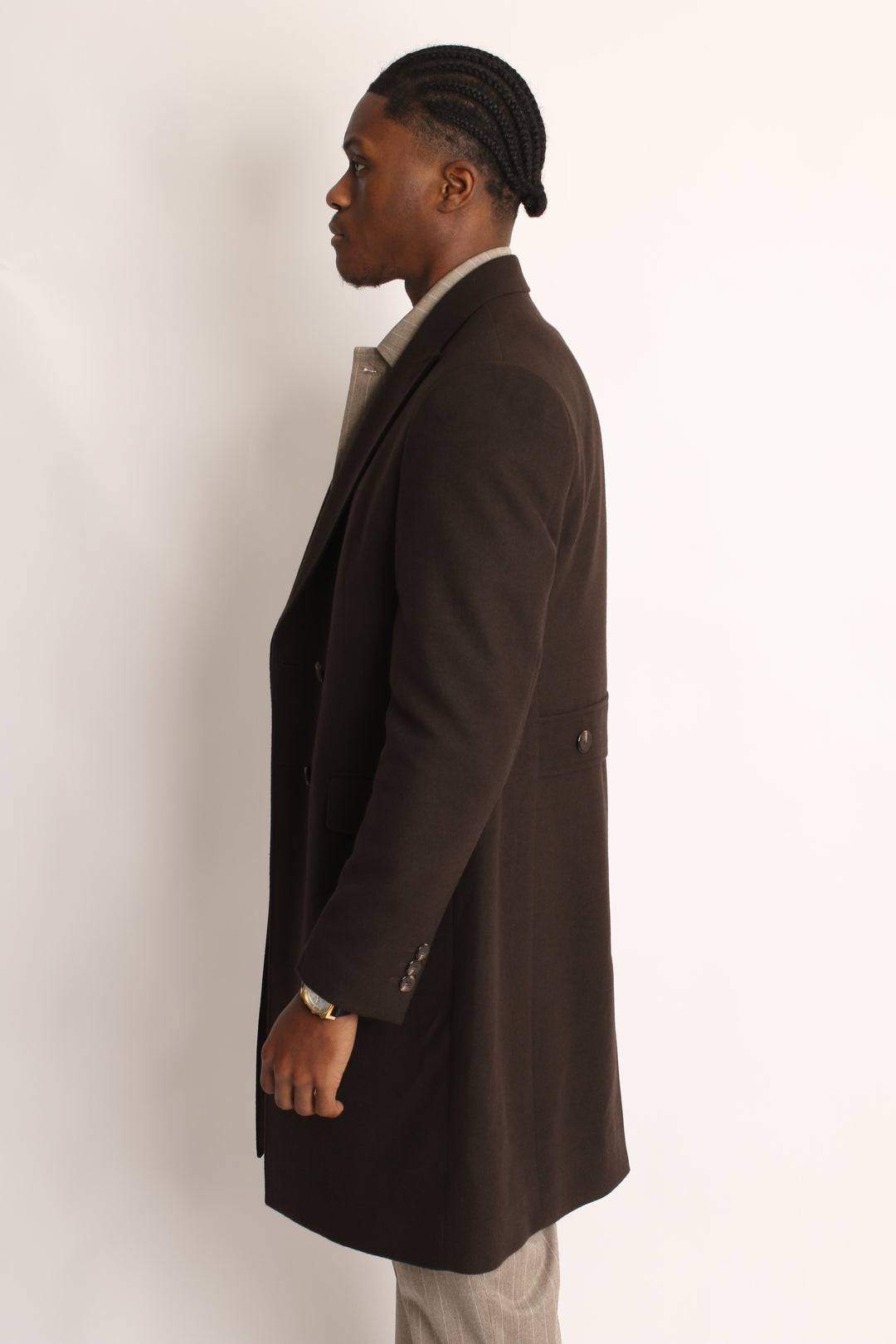 ITALIAN DOUBLE BREAST AUTUMN BROWN OVERCOAT