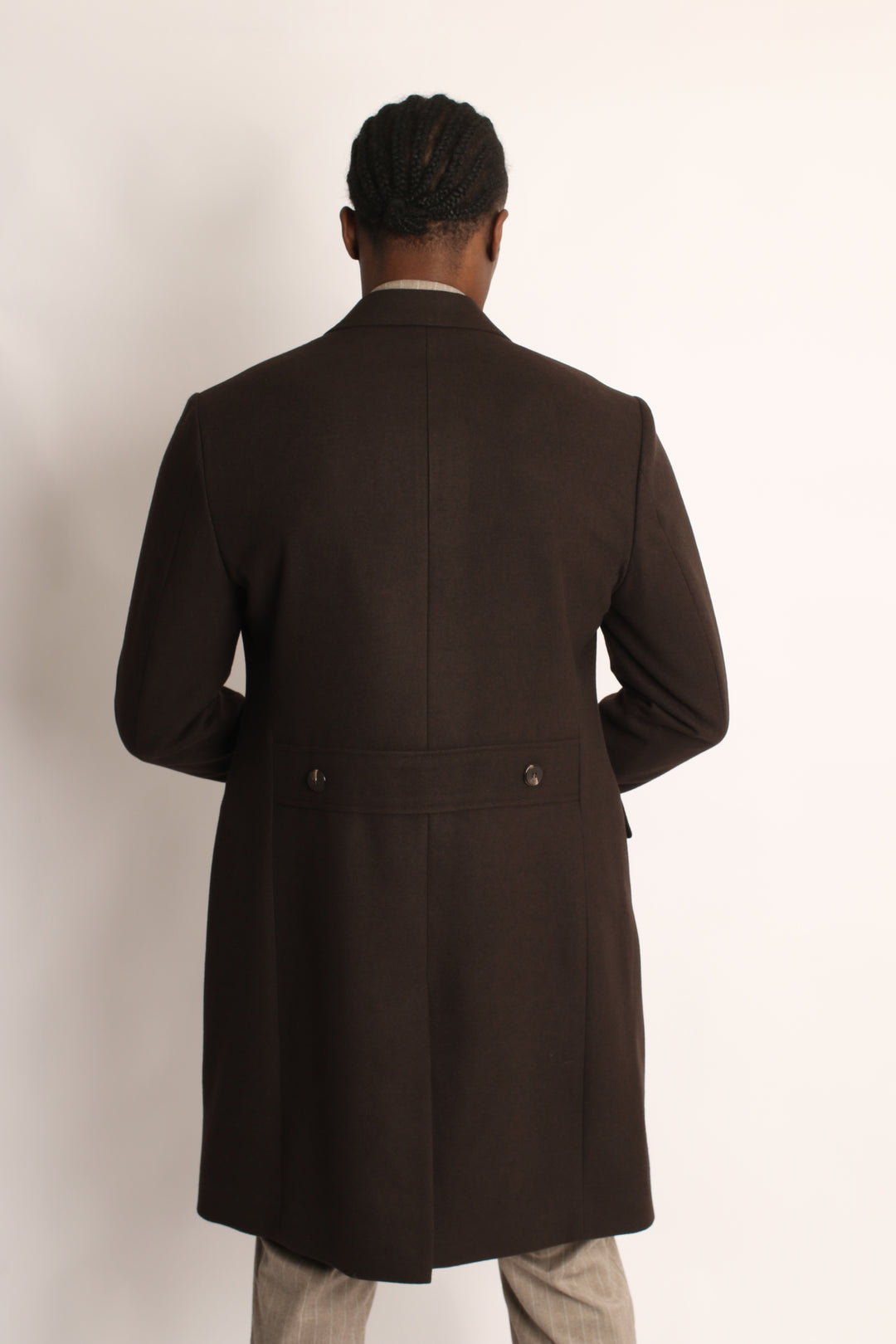 ITALIAN DOUBLE BREAST AUTUMN BROWN OVERCOAT