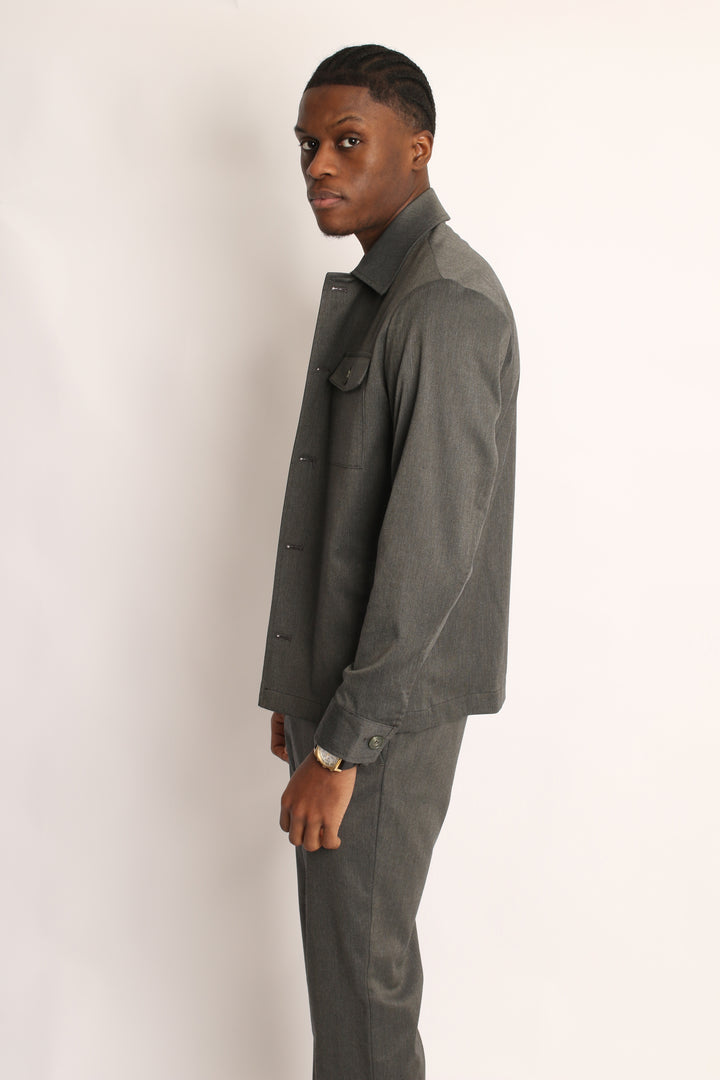 2PC CHARCOAL GREY SAFARI SUIT