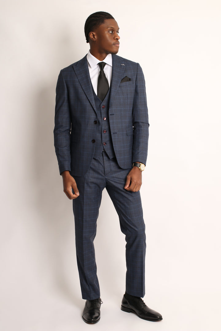 3PC PRINCE OF WALES POWER BLUE SUIT