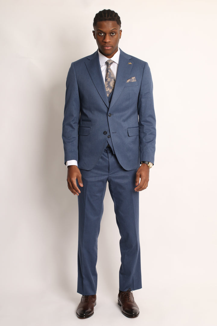 3PC HAND-STITCH PETROL BLUE SUIT