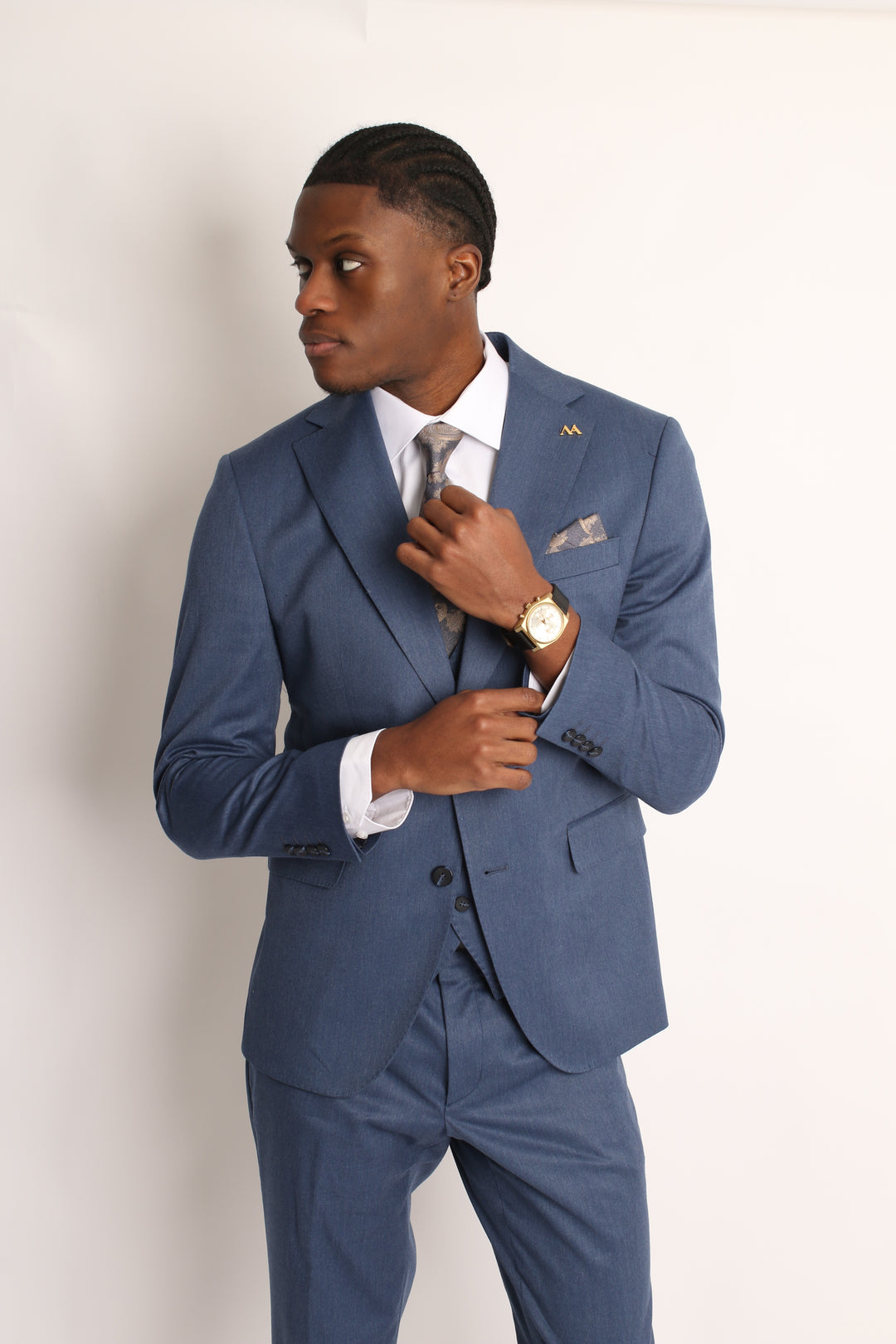 3PC HAND-STITCH PETROL BLUE SUIT