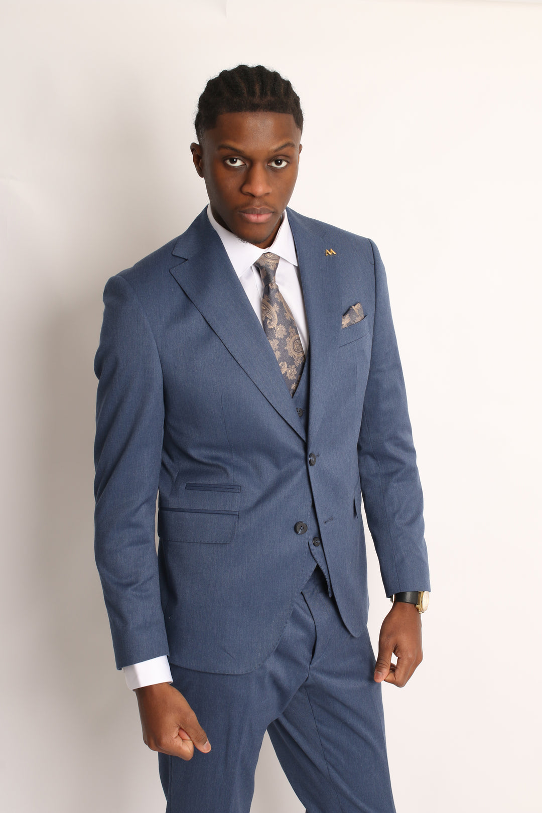 3PC HAND-STITCH PETROL BLUE SUIT