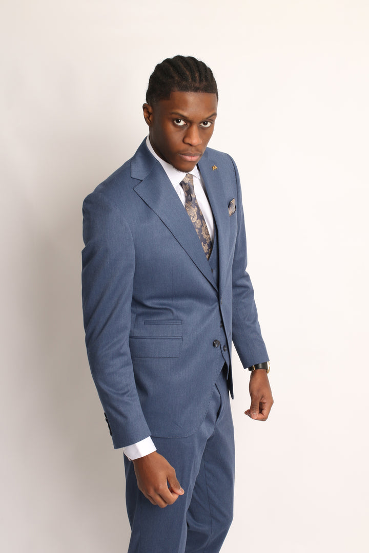 3PC HAND-STITCH PETROL BLUE SUIT