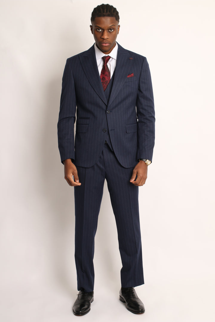 3PC NAVY PIN-STRIP SUIT