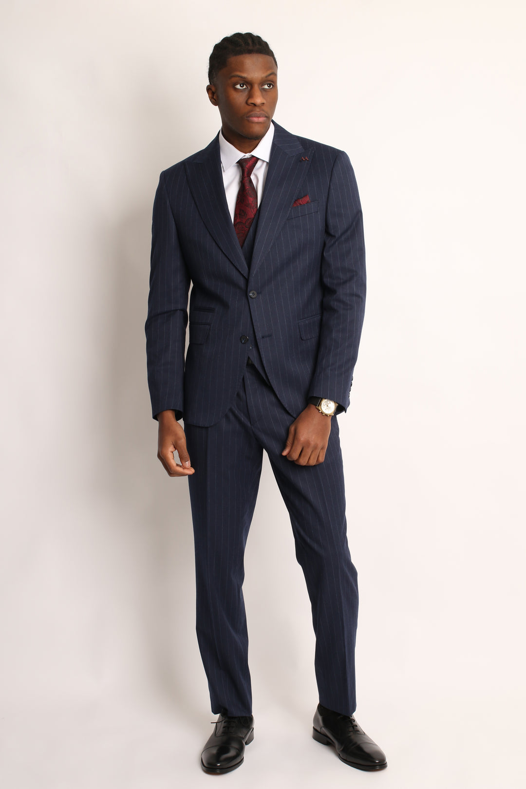 3PC NAVY PIN-STRIP SUIT