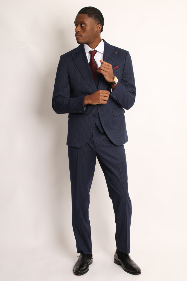 3PC NAVY PIN-STRIP SUIT