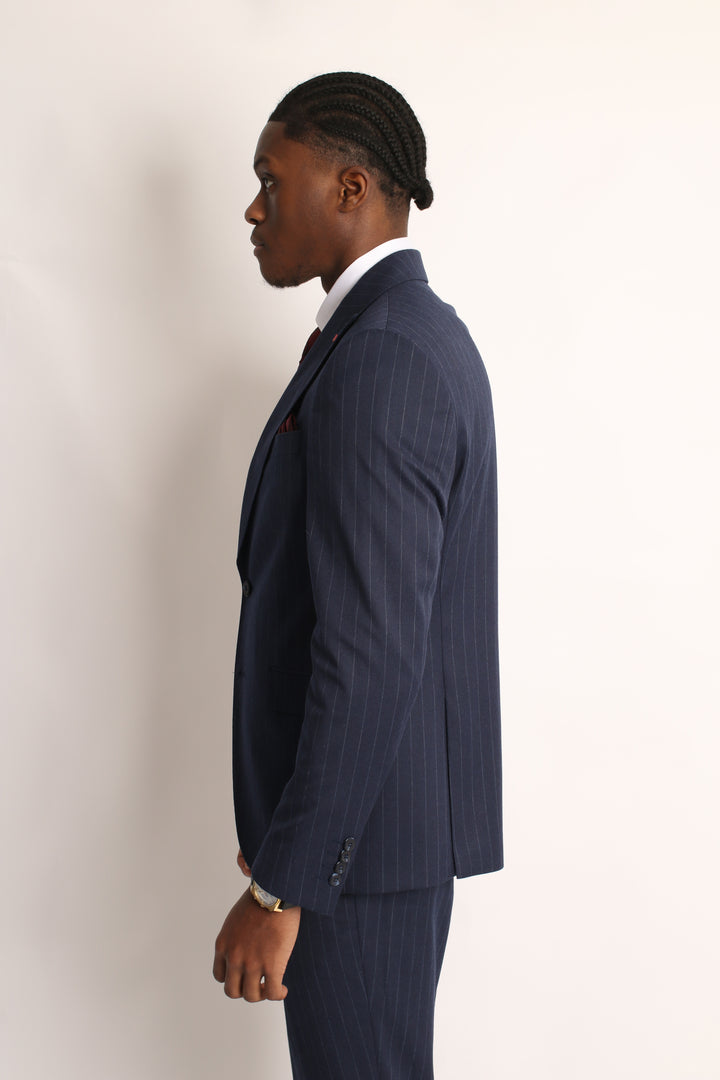 3PC NAVY PIN-STRIP SUIT