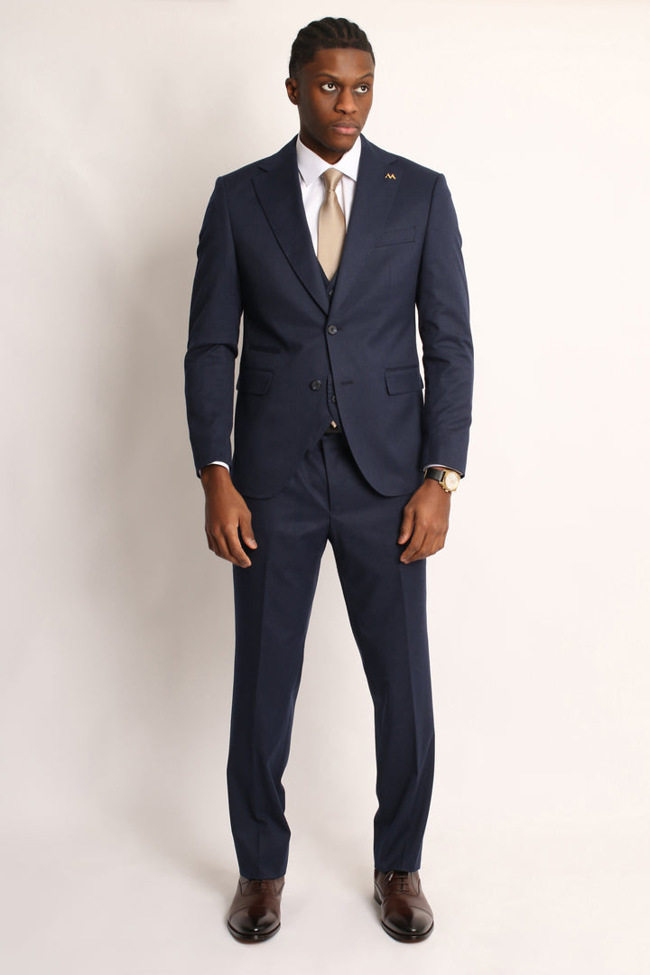 3PC HAND-STITCH NAVY SUIT