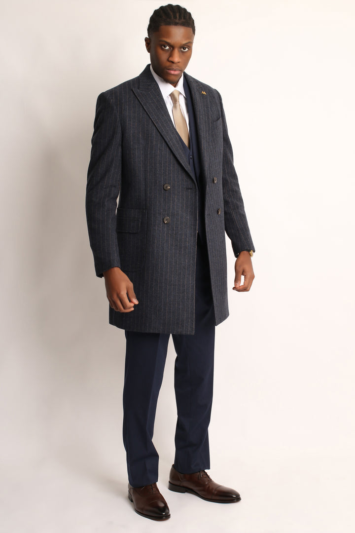 ITALIAN WOOL PIN-STRIP OVERCOAT