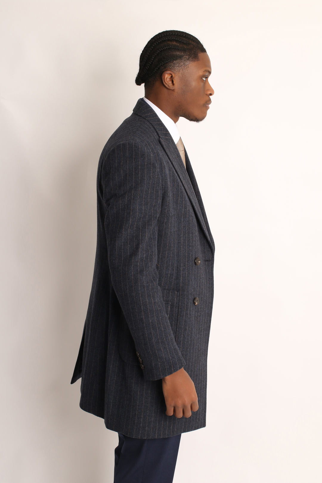 ITALIAN WOOL PIN-STRIP OVERCOAT