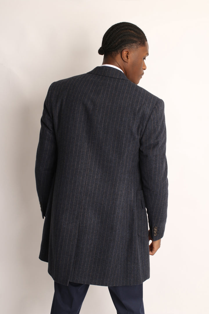 ITALIAN WOOL PIN-STRIP OVERCOAT