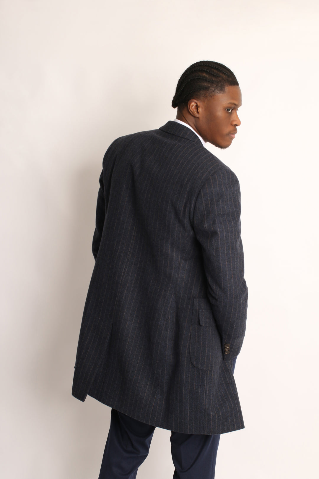 ITALIAN WOOL PIN-STRIP OVERCOAT