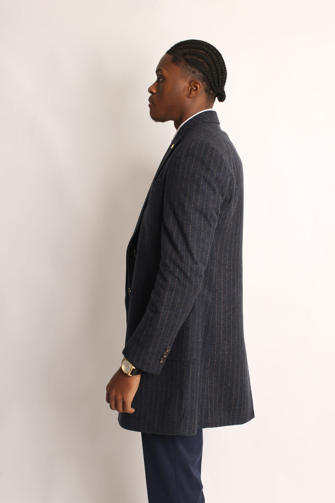 ITALIAN WOOL PIN-STRIP OVERCOAT