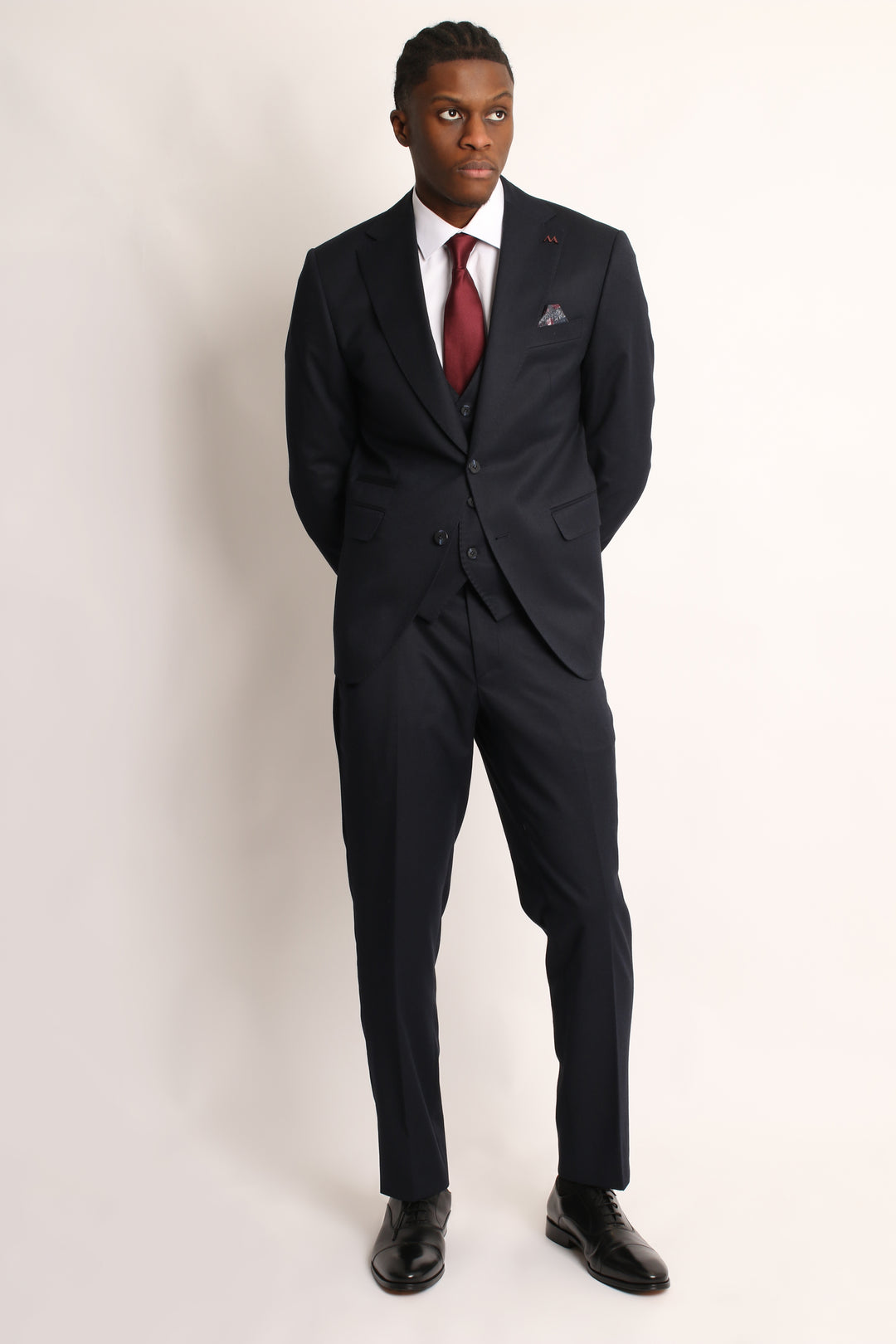 3PC HAND-STITCH DEEP BLACK SUIT