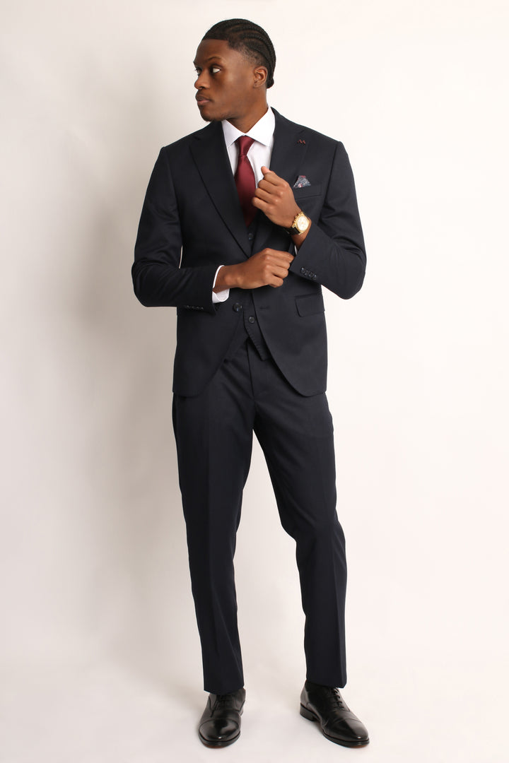 3PC HAND-STITCH DEEP BLACK SUIT