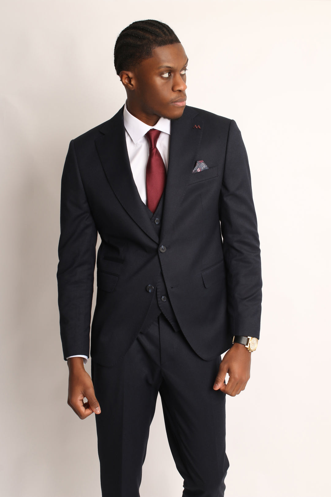 3PC HAND-STITCH DEEP BLACK SUIT