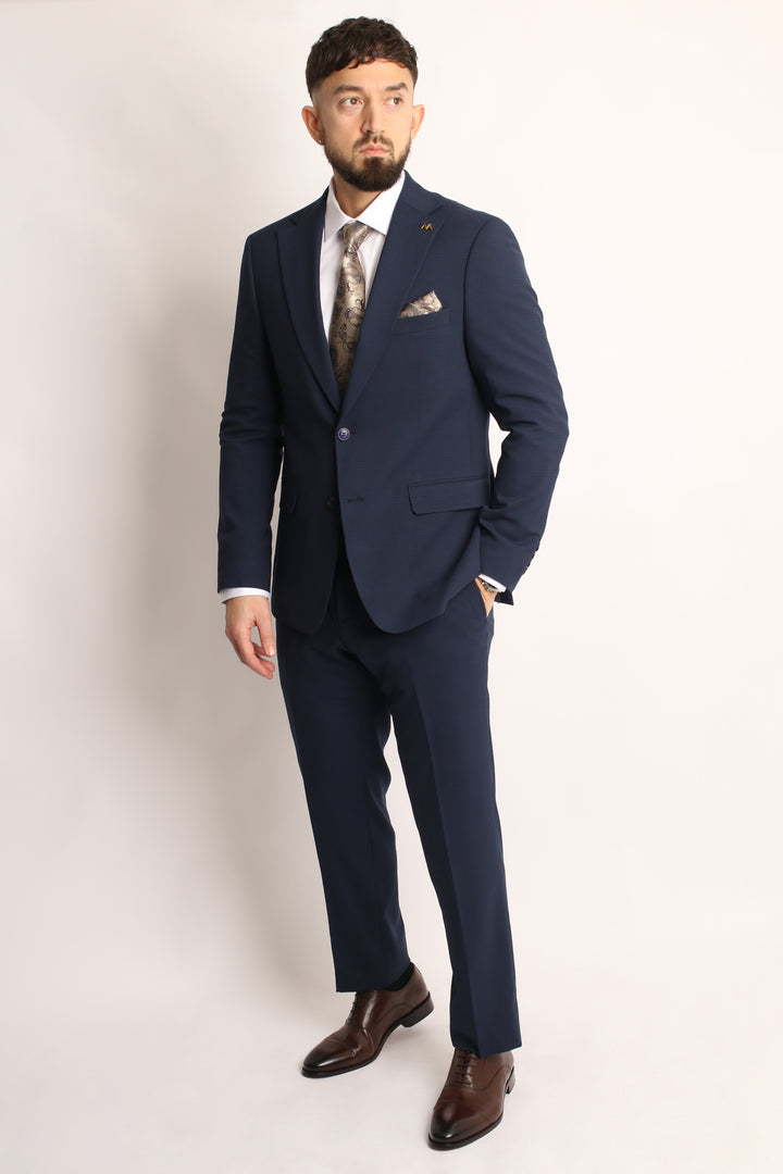 2PC ROYAL BLUE PRINCE OF WALES CHECKED SUIT