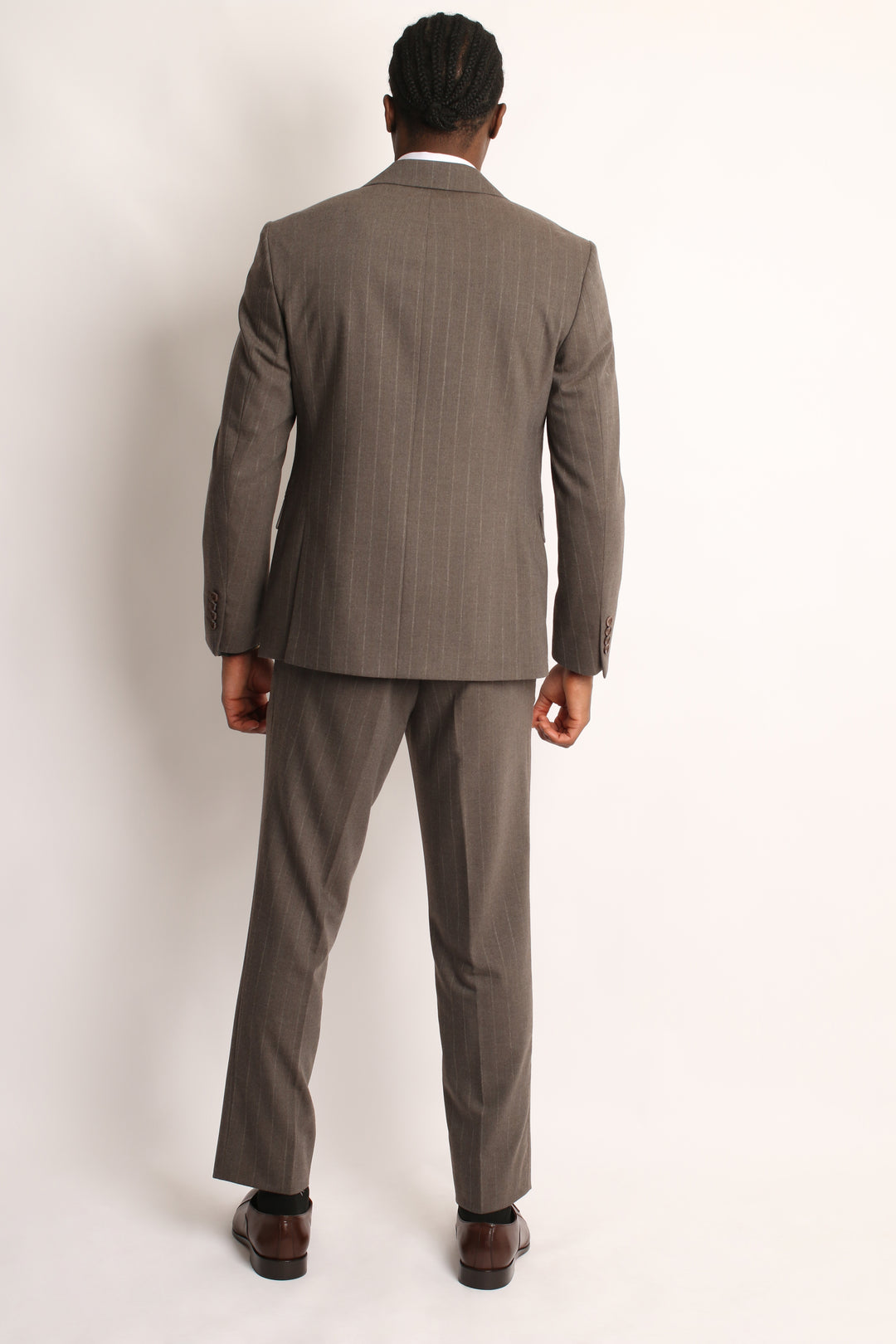 3PC ROYAL BROWN PIN-STRIP SUIT