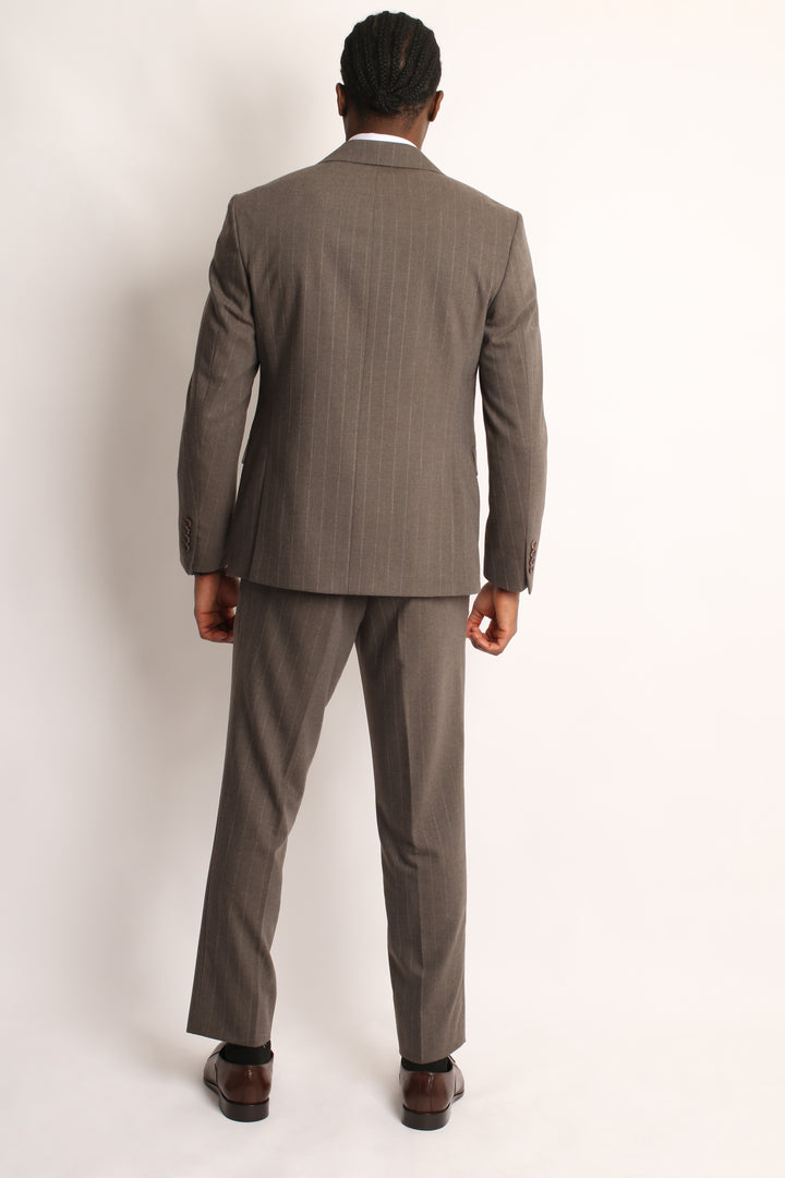 3PC ROYAL BROWN PIN-STRIP SUIT