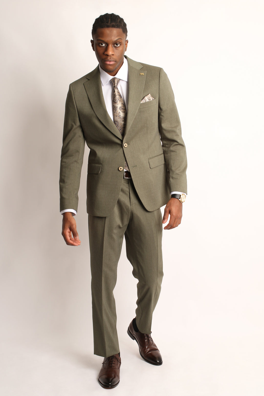 2PC RICHES OLIVE GREEN SUIT