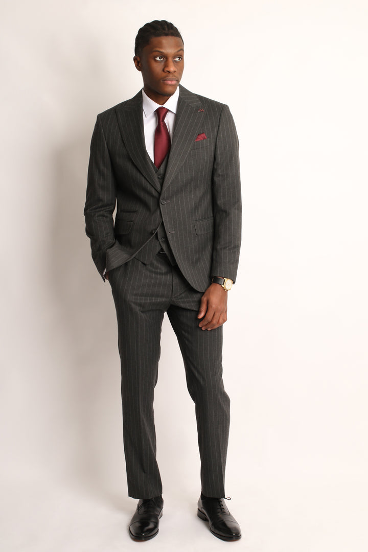 3PC CHARCOAL GREY PIN-STRIP SUIT