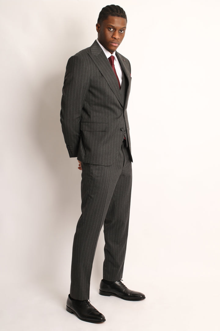 3PC CHARCOAL GREY PIN-STRIP SUIT