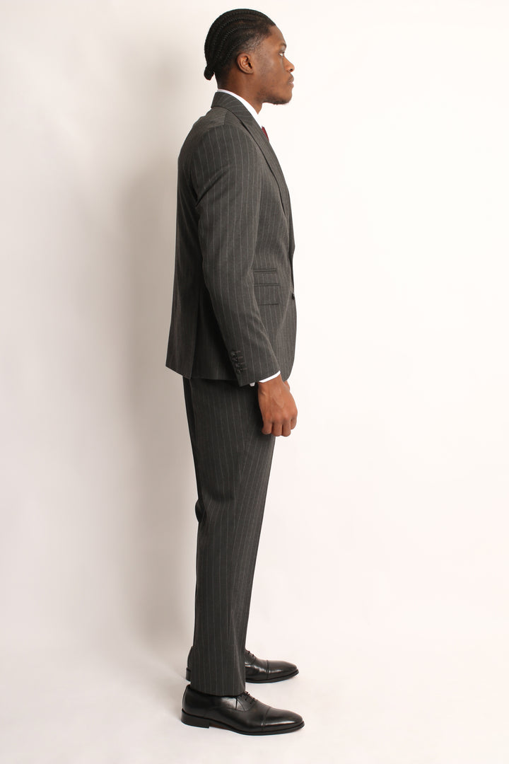 3PC CHARCOAL GREY PIN-STRIP SUIT