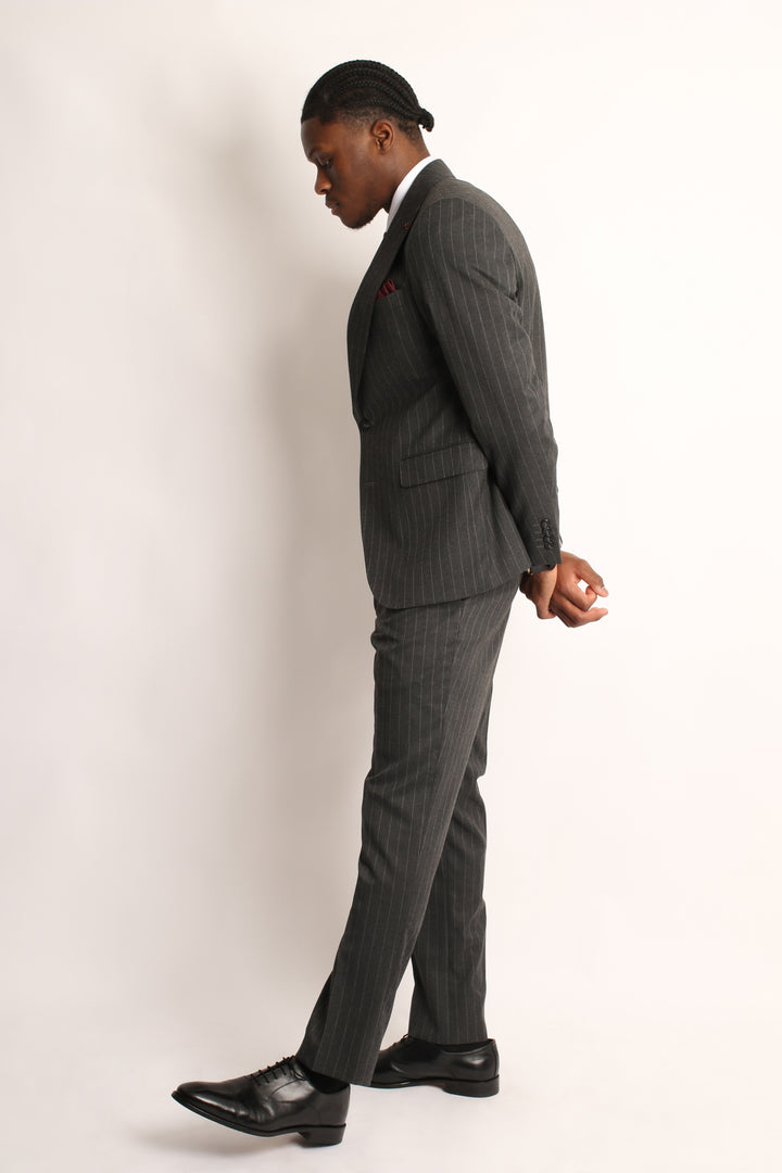 3PC CHARCOAL GREY PIN-STRIP SUIT