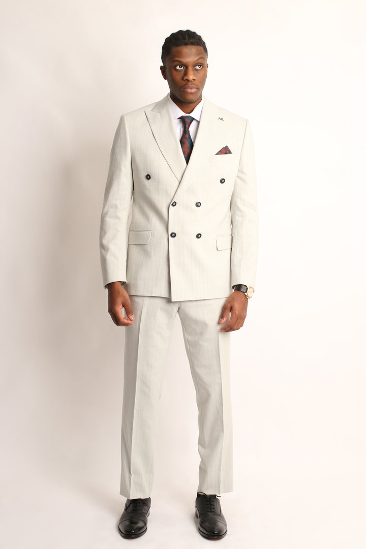 2PC OFFWHITE PIN-STRIP SUIT