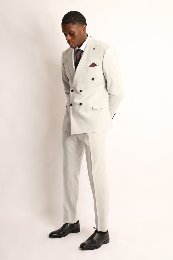 2PC OFFWHITE PIN-STRIP SUIT