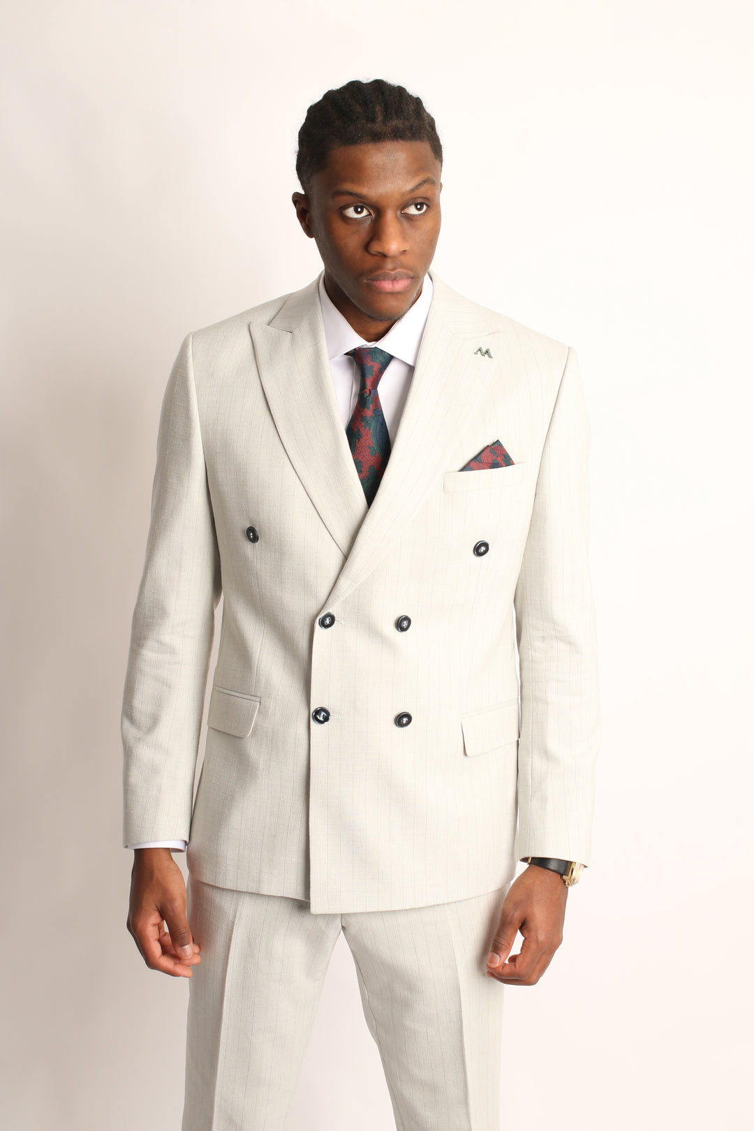 2PC OFFWHITE PIN-STRIP SUIT