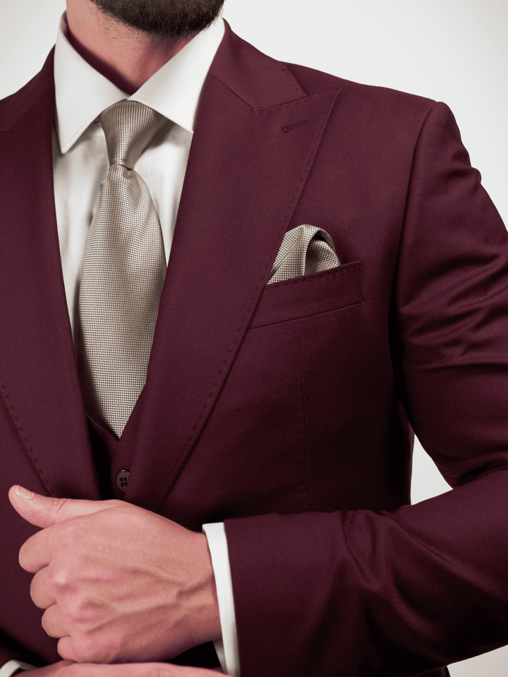 3 PC TAILOR STITCH BURGUNDY SUIT