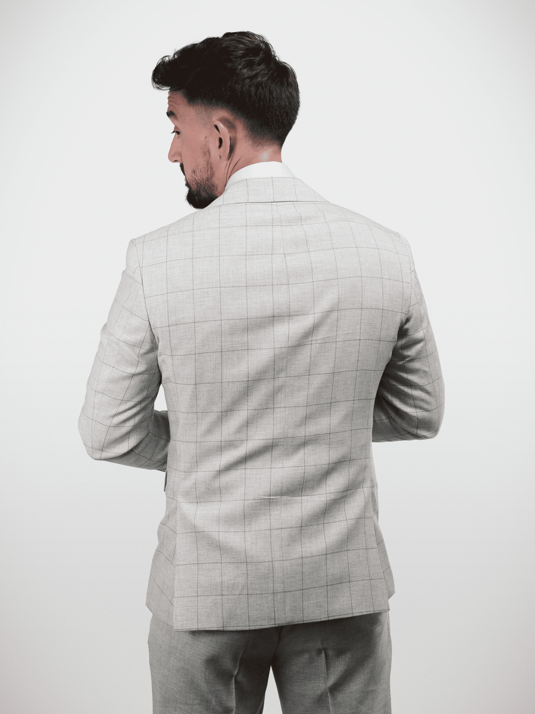 3 PC BIEGE CHECK SUIT