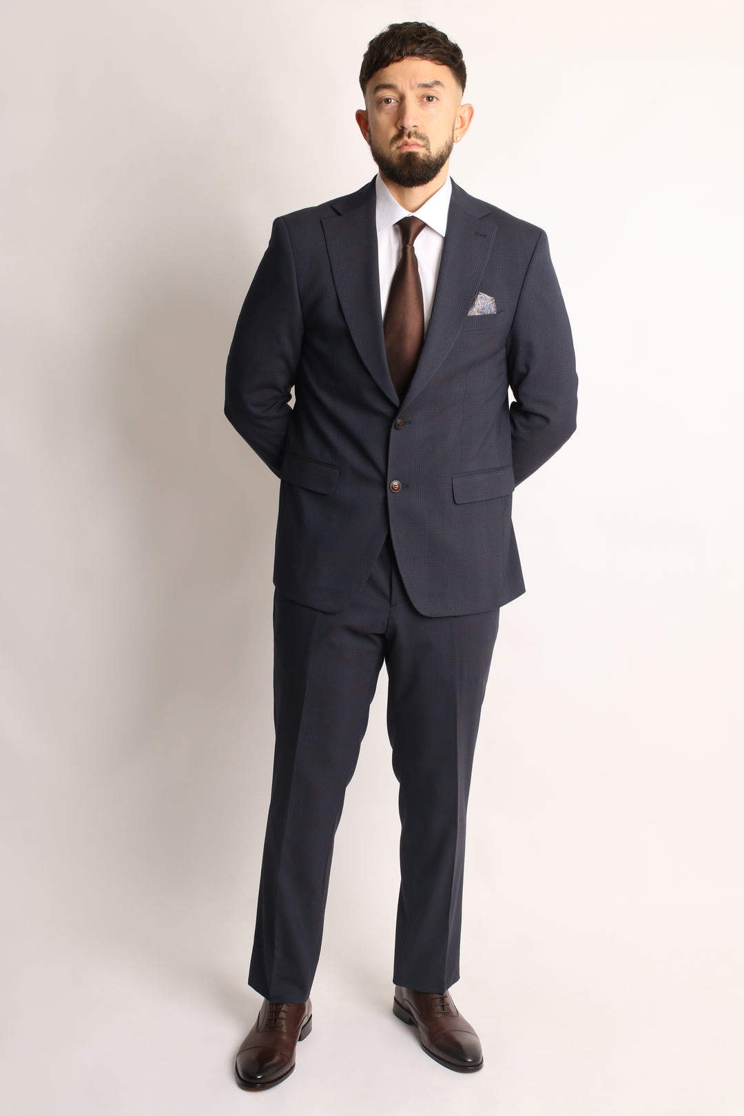 2PC NAVY PRINCE OF WALES CHECK SUIT