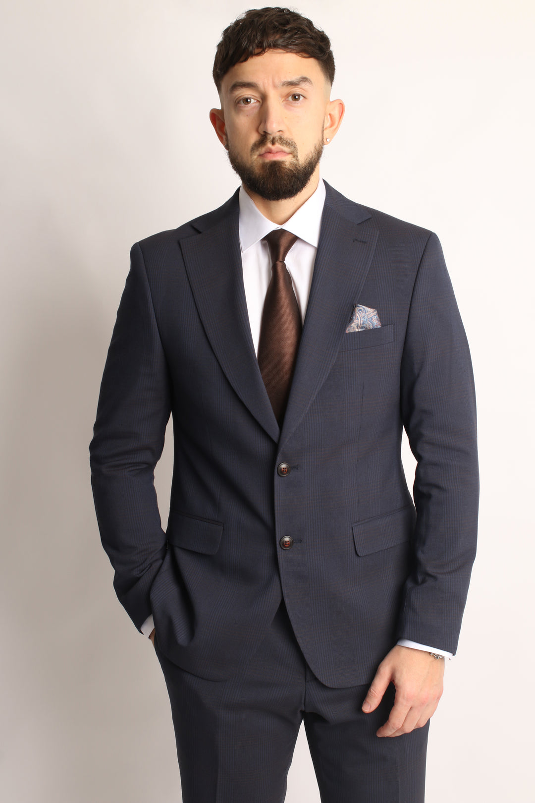 2PC NAVY PRINCE OF WALES CHECK SUIT