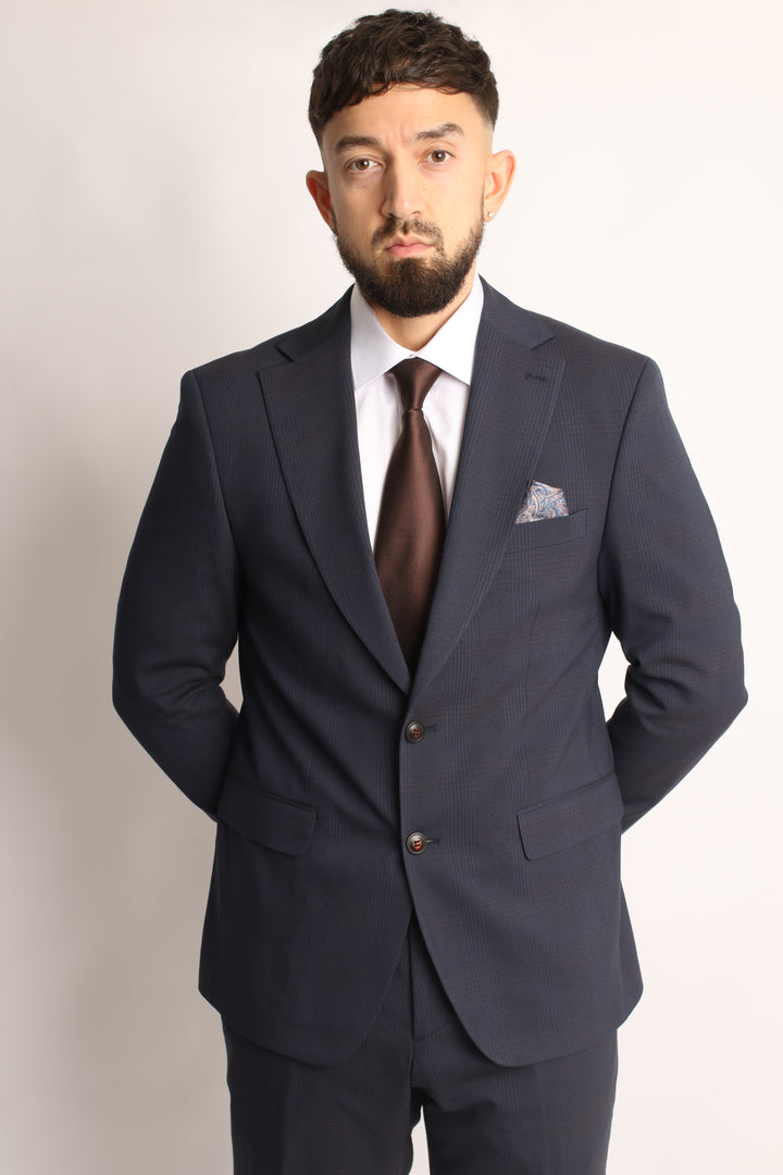 2PC NAVY PRINCE OF WALES CHECK SUIT