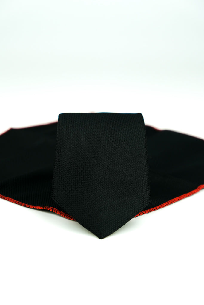 BLACK TIE & HANKIE SET