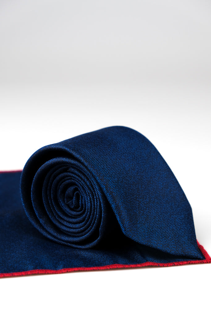 MIDNIGHT & NAVY BLUE TIE & HANKIE SET